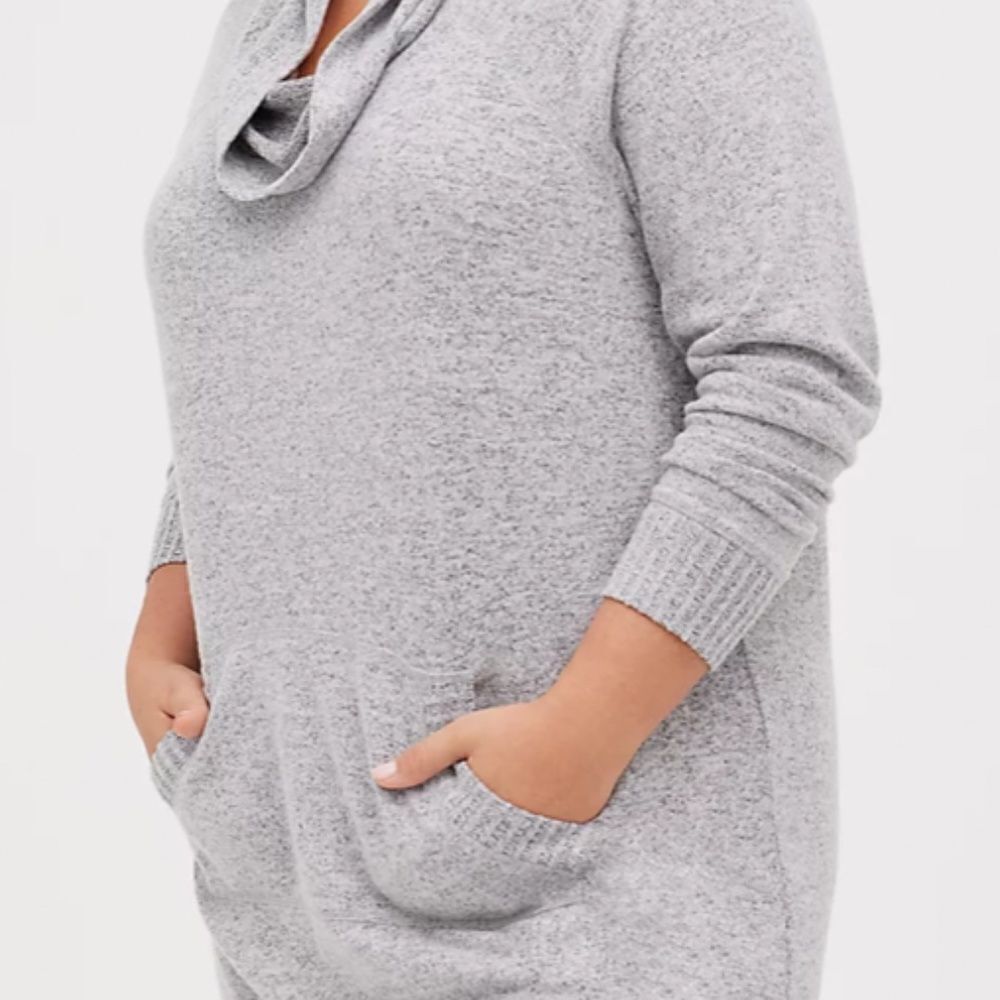 Torrid Super Soft Plush Cowl Neck Raglan Tunic Sweatshirt Pullover 0X
